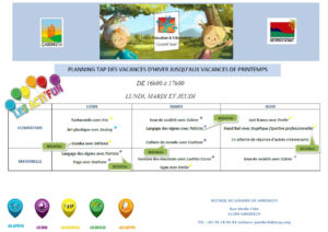 Planning TAP Mars-Avril 2020